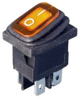MKH1021Y Przełącznik kołyskowy, żółty dwubiegunowy 230V OFF-ON [DPST] otwór montażowy: 20x13mm, hermetyczny