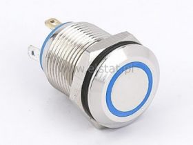 Przycisk wandal stabilny płaski 12mm niebieski