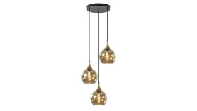 Lampa Wisząca Nowoczesna 3Xe27 Callisto Black/ Gold Duży Klosz 20 Cm