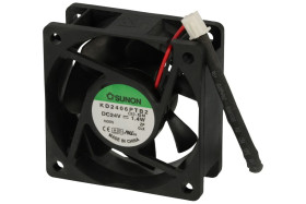 Wentylator; KD2406PTB2.(2)GN; 60x60x25mm; kulkowe; 24V; DC; 1,3W; 32,8m3/h; 30dB; 56mA; 3800RPM; 2 przewody; Sunon; RoHS; 12÷27,