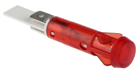 Lampka kontrolna do montażu panelowego 230V ac, czerwona 9.5mm Neonowy Chrom Końcówka lutownicza Arcolectric (Bulgin)