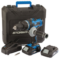 Draper 89523 Storm Force&#xAE; 20V Combi Drill with 2x 2.0Ah batteries and charger