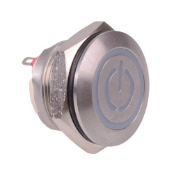 AV9SLD2487011K APEM Momentary 19mm White Power LED illuminated Vandal Push Button Switch IP67