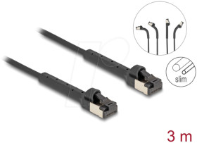 80936 Cat.6a patch cable, U/FTP, Slim, 3 m, black