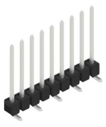 Pin header, 9 pole, pitch 2.54 mm, angled, black, 10047866