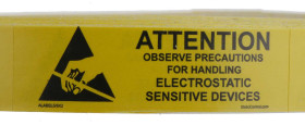 Etykieta ESD Czarny, żółty opis Etykieta ostrzegawcza ESD tekst Observe Precautions for Handling Electrostatic