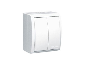 AQUARIUS Wyłącznik schodowy podwójny bryzgoszczelny IP54 bez piktogramu 10AX 250V zaciski śrubowe biały AQW6/2/X/11 KONTAKT SIMO