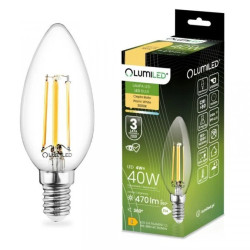 Żarówka LED E14 B35 4W = 40W 470lm 3000K Ciepła 360 Filament LUMILED