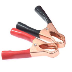 80 mm - 50A - Medium Battery Clamps - Crocodile Clips - 2 pcs - Black & Red