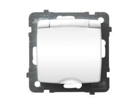 KARO Gniazdo pojedyncze z uziemieniem schuko IP44 zaciski gwintowe biały klapka biała GPH-1SS/m/00/w OSPEL