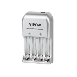 ŁADOWARKA AKUMULATORÓW 4x AA AAA PFC001 VIPOW 230V, 12V, PORT USB 5V