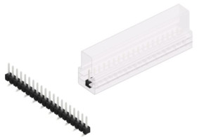 Pin header, 20 pole, pitch 2.54 mm, angled, black, 10047277