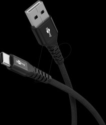 74525 Sync &amp; charge cable, USB-C -&gt; USB-A, 60 W, 0.5 m, textile, black