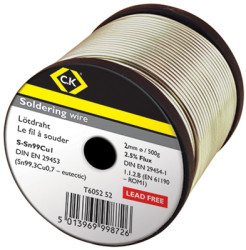 Solder, lead-free, SC (Sn99Cu1), Ø 2 mm, 500 g, T6052 52