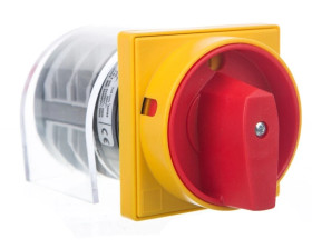 Łącznik krzywkowy 0-1 3P 32A, do wbudowania, pokrętło żółto/czerwone, blokowanie kłódką 7GN3210U25