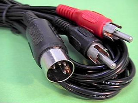 Kabel DIN 5pin wtyk-2RCA 1.2-1.5m (piny 2,3,5)