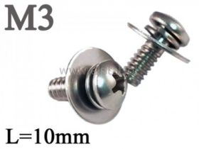 Śruba M3x10mm (+) i podkładka x2 walcowy ( zestaw)