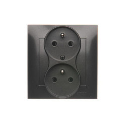 Simon 54 Gniazdo z uziemieniem podwójne z funkcją niezmienności faz 16A 250V zaciski śrubowe. nie do ramek czarny mat DGZ2T/49