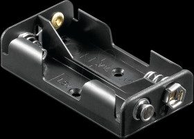 Holder for 2 Mignon batteries (AA), push-button