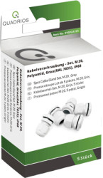 Cable gland kit, 5 pieces, M20, Clamping range 6 to 12 mm, IP68, light gray, 2102CA131