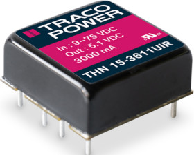 DC converter, 14-160 VDC, 15 W, 2 outputs, ±12 VDC, 87 % efficiency, THN 15-7222UIR