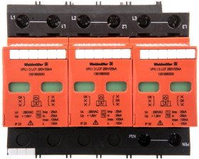 Ogranicznik przepięć Typ T1+T2 Typ T1+T2 3P 25kA 1,6kV 280V VPU I 3 LCF 280V/25KA 1351690000