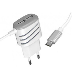 Ładowarka 230V MicroUSB 3,1A+2xGn.USB LXJXL201
