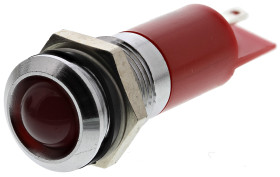 Lampka kontrolna do montażu panelowego 12V, czerwona 14mm LED Chrom RS PRO