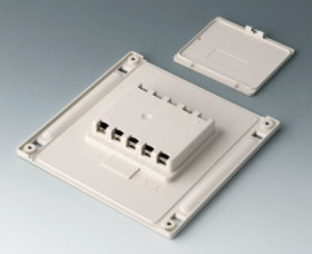 Battery compartment and cover, M, 5 x AA, ABS, (L x W x H) 148.78 x 148.78 x 19 mm, white, for mignon cells, B4144047