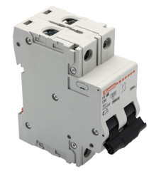 Wyłącznik nadprądowy MCB, Typ C, 2-biegunowy, 10A, 230V, 80V, na szynę DIN, Lovato, P1MB