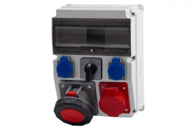 Rozdzielnica CAJA 12M - gniazda 32A 5p, 63A 5p, 2x230V, L/P(63A) /12 modułów/