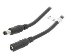 GOOBAY-71402 Kabel DC 5,5/2,5 wtyk, DC 5,5/2,5 gniazdo czarny 10m