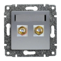 VENA Gniazdo głośnikowe pojedyncze stereofoniczne bez ramki pokrywa z polem opisowym + moduły Keystone 514052