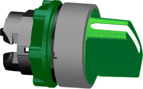 Toggle switch, 3 positions, unlit, latching, waistband round, green, front ring gray, 45°, mounting Ø 22 mm, ZB5AD703C0