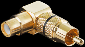 RCA connector to angled RCA socket, gold-plated