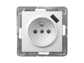 IMPRESJA Gniazdo pojedyncze z uziemieniem z przesłonami z ładowarką USB białe GP-1YZPUSB/m/00 OSPEL