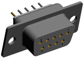 Złącze D-Sub 9-pinowe Żeński Kątowe Przewlekany raster 2.769mm Złoto