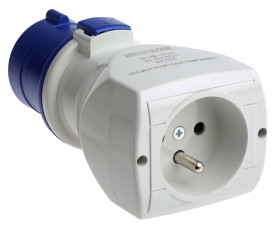 Adapter do przedłużacza sieciowego 16A Wtyczka, gniazdo 250 V 1 x 2P + E, 1 x 2P + E Scame Niebieski IP20