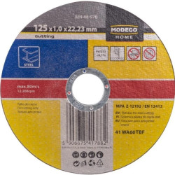 Ściernica do cięcia stali Home Tools MN-68-976 125 × 1,0 × 22,23 mm płaska do precyzyjnego cięcia – 25 szt.