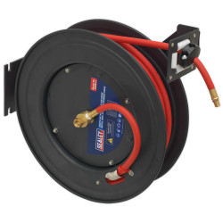 Sealey SA85 Retractable Air Hose Steel Reel 20mtr &#xD8;10mm ID Rubber Hose