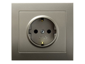 KIER Gniazdo pojedyncze z uziemieniem schuko satyna light GP-1WS/45 OSPEL
