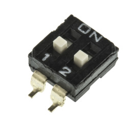 Przełącznik DIP 2-pozycyjny DPST SMD 25 mA przy 24 V DC -20 → +70°C