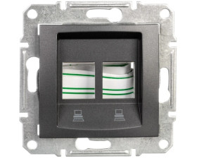 SEDNA Płytka centralna podwójna pod wkład komputerowy RJ45 AMP,MOLEX grafitowa SDN4400670