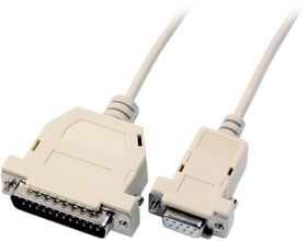 Printer cable, 3 m, D-Sub plug, 25 pole to D-Sub socket, 9 pole, EK150.3