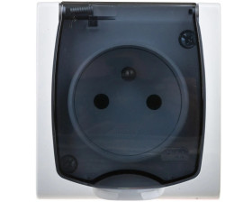 MADERA Gniazdo hermetyczne pojedyncze z/u IP44 klapka przezroczysta biała GNH-1NZ/00/d