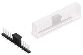 Pin header, 15 pole, pitch 2.54 mm, angled, black, SLLP5SMD06615ZBSM