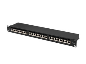 PATCH PANEL 24 PORT 1U 19” KAT.6A EKRANOWANY CZARNY LANBERG