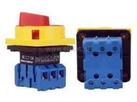 Wyłącznik 63A, 3 tory; 2 poz. ( 0-1 ) żółta płytka