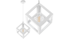 Lampa Wisząca Talus Geometryczna Kwadrat Zwis Do Led Biała 1X E27 Lumiled