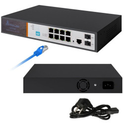 Switch PoE 8x Gigabit PoE/PoE+, 2x SFP, 1x Port Konsolowy, 150W, Zarządzalny Extralink VICTOR